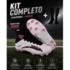Chuteira de Campo Original Botinha Cano Alto com Travas Futebol de Campo Masculina Confortável Antiderrapante Birro