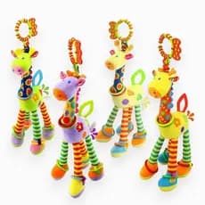 Brinquedo Pendurador Bebê Girafa Pelúcia Chocalho Mordedor Berço Carrinho Carro Kids Lúdico Interativo Macio Baby