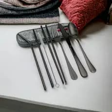 Kit Talheres Portátil Hashi Canudo Estojo Viagem Marmita Prática Versátil Trabalho Camping Cozinha Qualidade