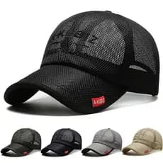 Boné de verão GYT, boné de beisebol unissex em malha, com elegante padrão de sol bordado e letras bordadas respiráveis.