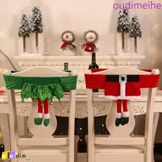 Capa de cadeira de Natal Oudimeih, cinto elástico de Papai Noel de alta qualidade, clássico e fofo.