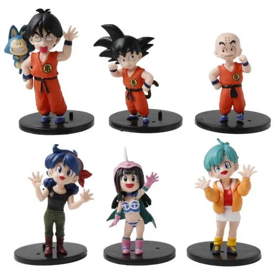 6 Pçs/Set 7-10cm Anime Dragon Ball Zqs Versão Figura Son Goku Kuririn Yamcha Chichi Bulma Ranchi PVC Estatueta De Ação M