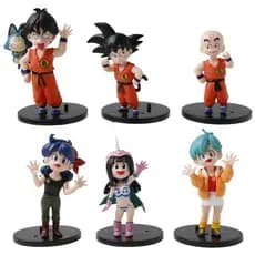 6 Pçs/Set 7-10cm Anime Dragon Ball Zqs Versão Figura Son Goku Kuririn Yamcha Chichi Bulma Ranchi PVC Estatueta De Ação M