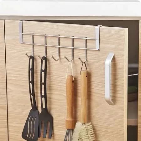 Kit 1/2 Pçs Suporte Cabide Com 5 Ganchos Encaixe Em Porta Organizador