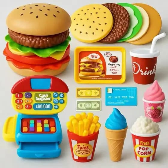 Kit Brinquedos de Menino Comidinha de Brinquedo Infantil Menina Caixa Registradora Cozinha Infantil