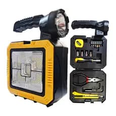 Caixa de Ferramentas com Lanterna Solar LED, Power Bank e Modo SOS, Recarregável para Pesca e Acampamento