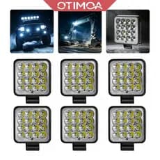 OTIMOA Kit 6 Farol De Milha 16 LED 48W 9/36V Universal Quadrad Off-Road 6000K