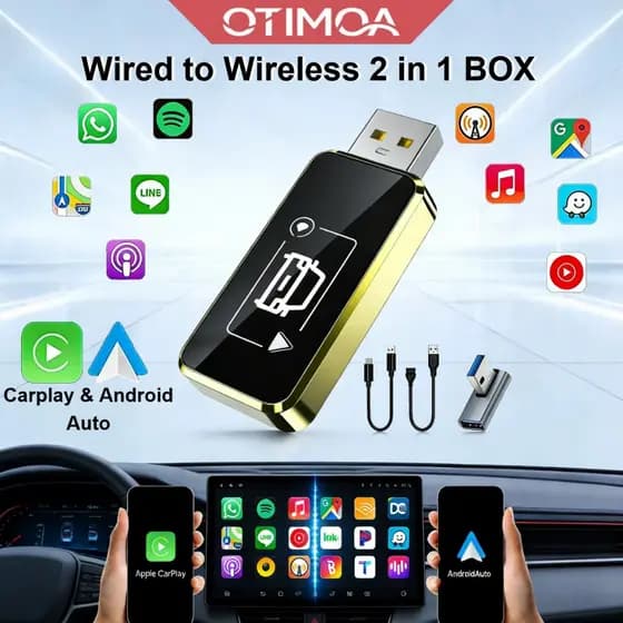Wireless Carplay Android Auto Sem Fio 2 Em 1 plug and play Automático Envio Imediato