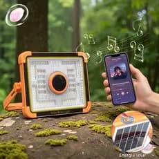 Luminária Solar para Festa com Alto-falante Bluetooth, 6 Modos de Luz e IP66