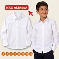 Camisa Social Infantil e Juvenil Manga Longa no Microtec Branca