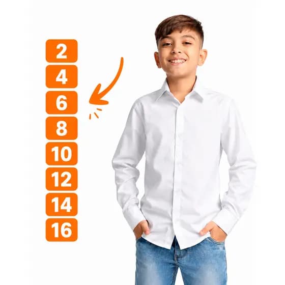 Camisa Infantil Social Manga Longa no microtec branca