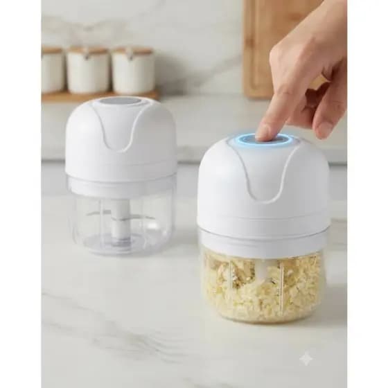 Mini Processador Triturador Sem Fio Elétrico De Alimentos Para Legumes Alho Gengibre 250ML BRANCO