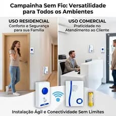 Campainha Interfone Sem Fio A Prova D'água 100m Residencial Comercial