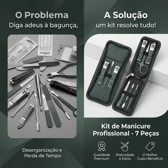 Kit 7 Kits De Manicure e Pedicure De Luxo – Portáteis, Conjunto De Clipper De Unhas Brilhante