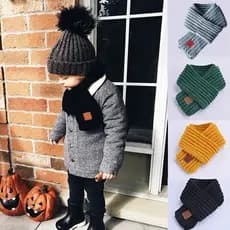 Cachecóis de Inverno para Crianças, Meninos e Meninas, Cachecóis para Bebês com Pom-Poms, Cachecóis Quentes para Pescoço