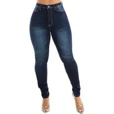 Calças Jeans Feminino Cintura Alta Skinny Jean Causal Retrô