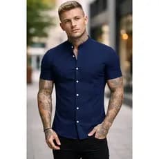 Camisa Hombre Manga Corta Corte Pegado Strech Camisas