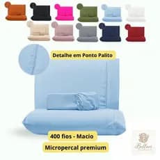 Kit Jogo de Lençol 400 fios Macio Acetinado Premium 03 peças com elástico e ponto palito
