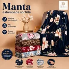 KIT 3 Cobertor Manta Casal Padrão Antialérgico Várias Cores