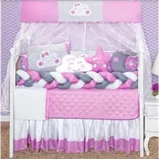 Kit Berço 12 Peças Formato Nuvem Estrela Lua Bebe Menino Menina Diversas Cores Disponíveis