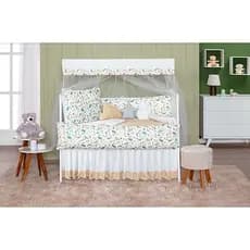 Kit de Berço Estampado Dino Bege Dinossauro Completo 8 Peças Padrão Americano Bebe Menino Menina Novidade