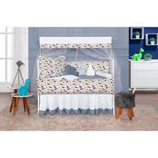 Kit de Berço Estampado Dino Cinza Dinossauro Completo 8 Peças Padrão Americano Bebe Menino Menina Novidade