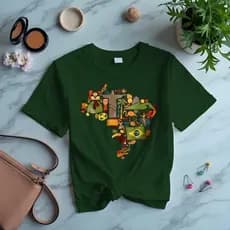 Camiseta Feminina Estampada Brasil Diversos, Rio de Janeiro 100% Algodão Premium