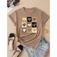 Camiseta T-shirt Love Coração Animal Print Tendencia Babylook 100% Algodão