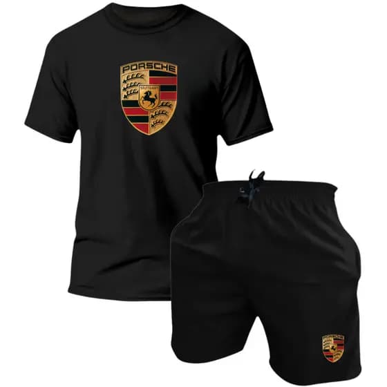 Kit Camisa e Bermuda Tactel Mole Porsche Carro Estampada Lançamento