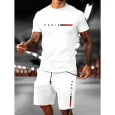 Conjunto Streetwear Masculino Camiseta Camisa T-Shirt Paris Color + Bermuda Short mole