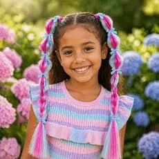 kit 12 Trança Colorida Infantil com Elástico  Rabo de Cavalo Alto para Meninas, Acessório para Festa e Presente