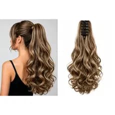 Aplique Cabelo Orgânico Rabo de Cavalo 60cm Liso Ondulado fio sem brilho com Piranha