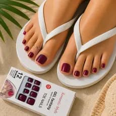 36/72 Peças Unhas postiças para os pés  Com Cola Brilhantes Unhas Falsas Decoradas Para Os Pés
