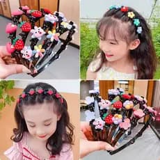 Faixa De Cabelo De Desenho Animado Estilo Coreano Para Meninas , Cabeça Trançada Fofa Com Clipe , Acessórios Bebê Da Mod
