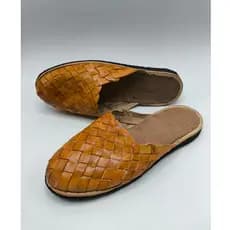 Mule de couro Xagrim Mabuche de Couro Pantufa em Couro Trançado Confort Promoçao