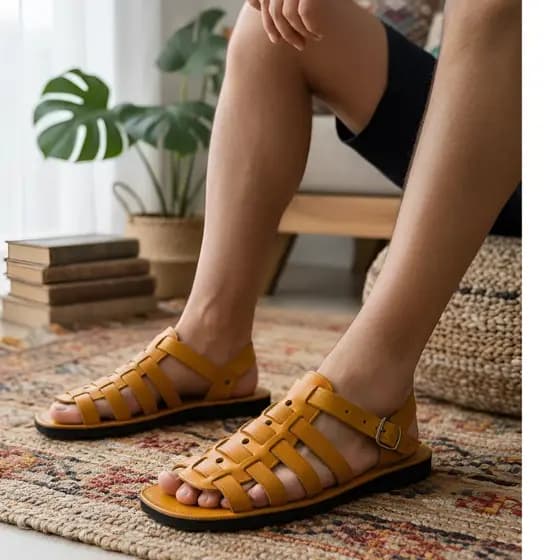 Sandália de Couro Rasterinha Masculino Franciscana Tradicional 4 TIRAS