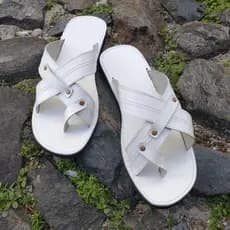 Chinelo De Couro de Dedo Cor Branca