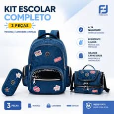 Ferrazzi Kit Mochila Escolar Infantil 3 Peças + Lancheira + Estojo Para Meninos e Meninas 24L