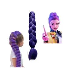 Design Kpop Cosplay Trança de Cabelo Apliques Fantasia Guerreira K-Pop Roxo Mira