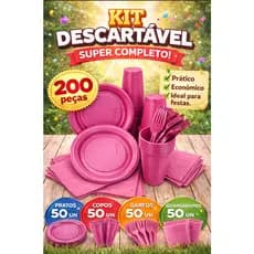 Kit Festa Completo 200 Peças Coloridas – Descartáveis Aniversário Eventos Brasil Copa Junina