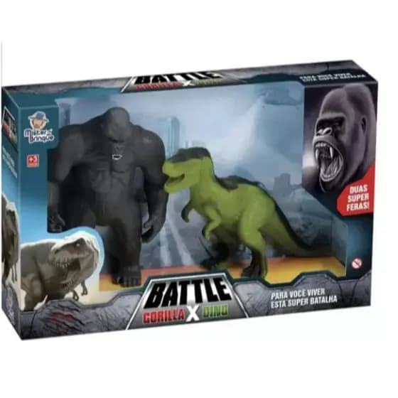Mister Brinque Bonecos Em Vinil Gorila X Dino T-rex Boneco Infantil Dinossauro