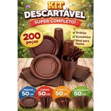 Kit Festa Completo 200 Peças Coloridas – Descartáveis Aniversário Eventos Brasil Copa Arraia