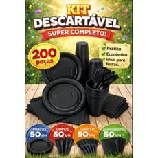 Kit Festa Completo 200 Peças Coloridas – Descartáveis Aniversário Eventos Brasil Copa Bella