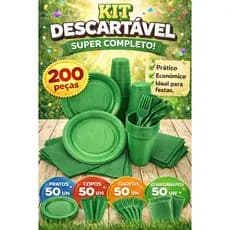 Kit Festa Completo 200 Peças Coloridas – Descartáveis Aniversário Eventos Brasil Copa Artigos