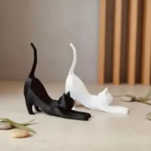 Escultura Gato Decorativo Minimalista Moderno Sala Quarto Escritório Presente Felino