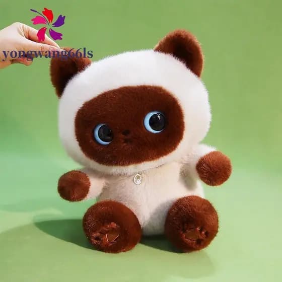 YONGWANG Brinquedo De Pelúcia De Gato Preto , Animais , Boneca Siamês Peluda Mesa Kawaii Macia E Fofa