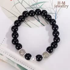 Obsidian moonstone Prata Fragmento Luz Luxo Requintado high-end Pulseira Feminina