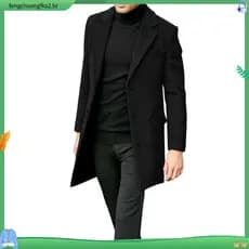 Casaco Casual De Lã De Inverno Clássico Lapela Sobretudo De Negócios Para Homens Uso Diário Formal