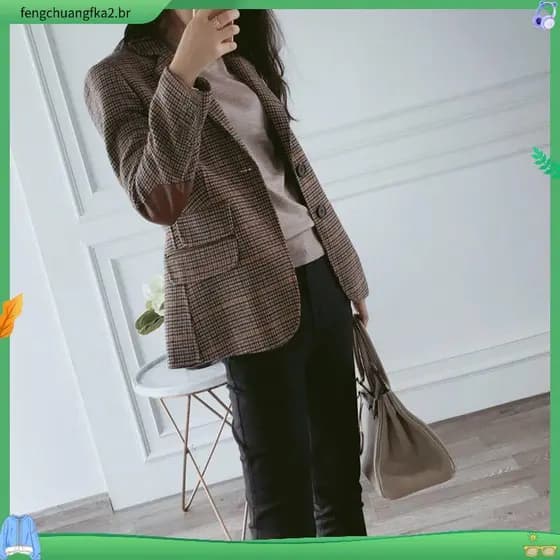 Britânico Estilo Blazers Xadrez Clássico Casaco De Fato