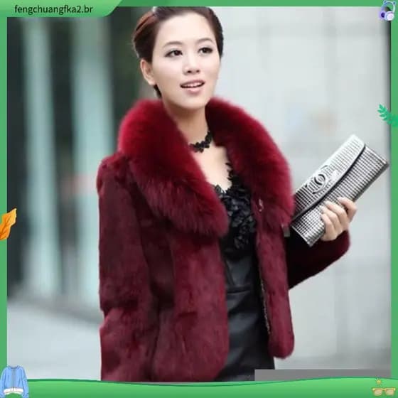 Grosso E Quente Mulheres Faux Fox Fur Coat Com Bolsos